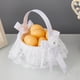 thumbnail image 5 of Xihbxyly Cesta para Niña de Las Flores, Elegante Diseño de Encaje con Lazo Blanco, Tamaño Compacto para Fácil Transporte, Tela Duradera para Uso Prolongado, Ideal para Ceremonias de Boda U Ocasiones, 5 of 7