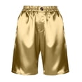 thumbnail image 2 of Costeam Womens Knee Length Shorts Solid Color Satin Loose Straight Leg with Side Pockets Elastic Waist Lightweight Smooth Soft Casual Bermuda Shorts Summer Lounge Bottoms, 2 of 5