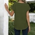 thumbnail image 4 of Womens Blouses Ndbuld Women's Fashionable V-neck Button-down Short-sleeved Shirt Top Army Green XXL, 4 of 6