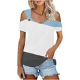 thumbnail image 1 of Camisas de Manga Corta para las Mujeres de Verano Sexy Frío Hombro Suéter Blusa Cuello en V Sólido, Ligero para Diario, 1 of 9