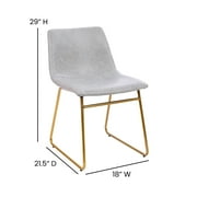 Flash Furniture 18 Table Height Timeless Mid-Back Sled Base Dining Chairs, Set of 2, Gray/Gold
