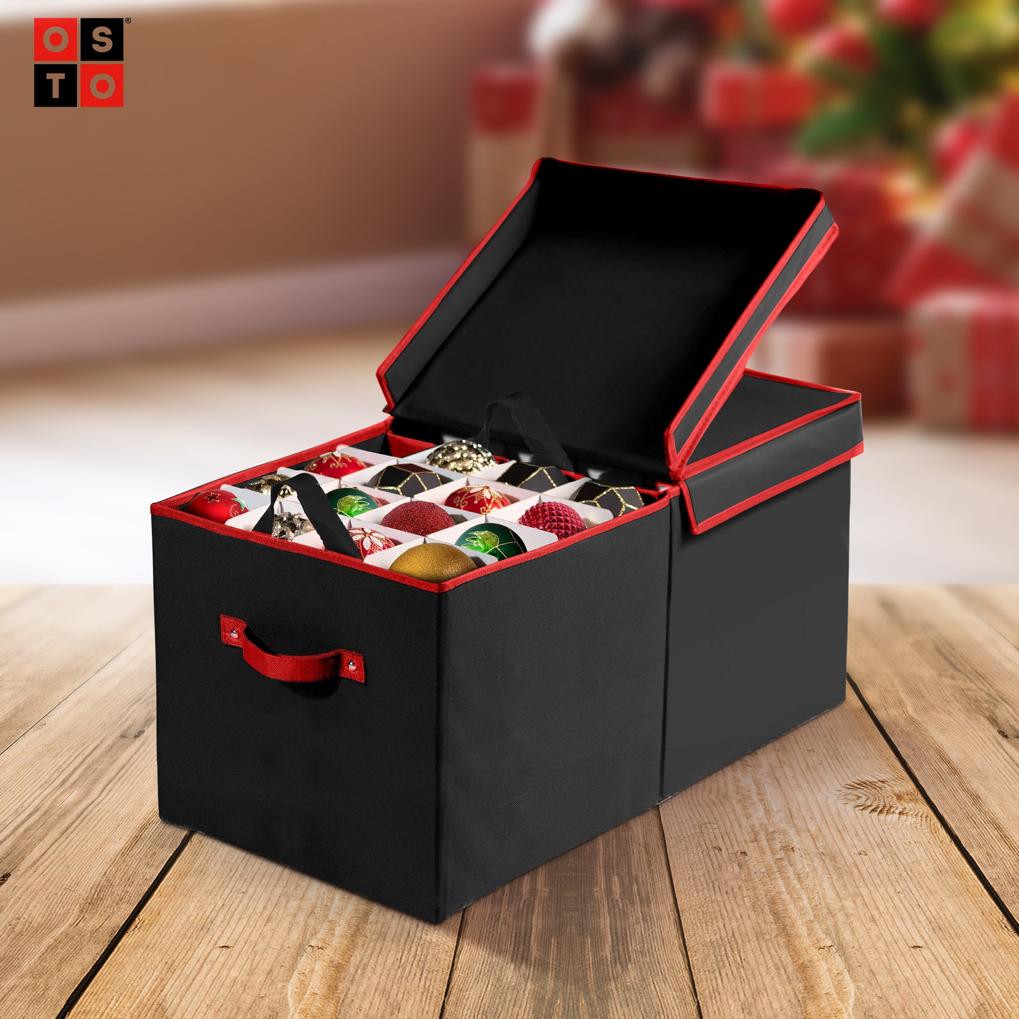 OSTO Premium Christmas Ornament storage Box with Lid - 3-inch