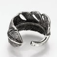 thumbnail image 2 of EOEMY Alloy Cuff Finger Ring Ring Feather Antique Silver Size 5 Adjustable 18.5mm P408-Default, 2 of 3
