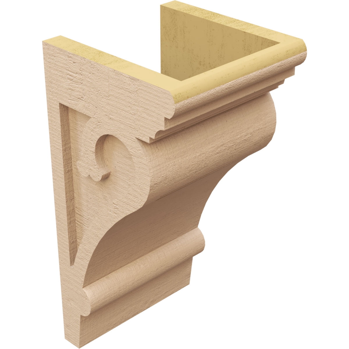8"W x 8"D x 16"H Wide Mayflower Rough Cedar Woodgrain TimberThane Corbel, Primed Tan