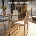 thumbnail image 5 of Ktaxon Modern Dining Table Set for 4, Glass Kitchen Table Set & 4 PU Padded Upholstered Highback Chairs, Dining Room Set for Family Dinners, Breakfast, White, 5 of 9