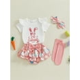 thumbnail image 4 of BemeyourBBs Baby Girl Easter Outfit My First Easter Romper Bunny Ruffle Skirt Set Dress Headband Socks Newborn Cute Spring Summer Clothes, 4 of 8