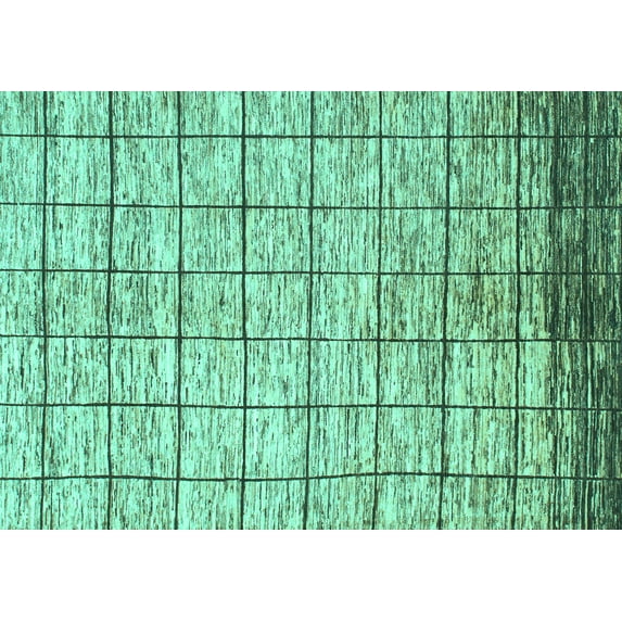 Ahgly Company Machine Washable Indoor Rectangle Checkered Turquoise Blue Modern Area Rugs, 8' x 10'