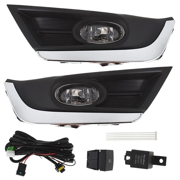 labwork 2Pcs Fog Light Assembly with Chrome Bezel and Bulbs Wiring Kit Left and Right Side Replacement for 2017 2018 CR-V CRV