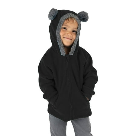 

Toddler Kids Baby Boys Girls Fleece Sweatshirt Jacket Outerwear Coat Fall Winter Zip Up Cute Bear Ears Hooded Warm Coat Outwear
