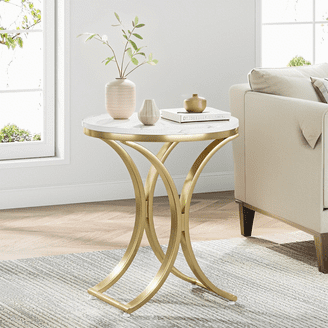 Modern White/Grey End Table with Matt...