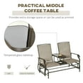 thumbnail image 5 of Spaco Outdoor Glider Bench with Center Table, Metal Frame Patio Loveseat with Breathable Mesh Fabric and Armrests for Outdoor as Backyard, Lawn, Garden, Brown, 5 of 11