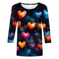 thumbnail image 4 of Viikei Long Sleeve Tops for Women Dressy,Women'sFashion Printing Casual Round-Neck 3/4 Sleeve T-shirt Blouse Multicolor XXXL, 4 of 5