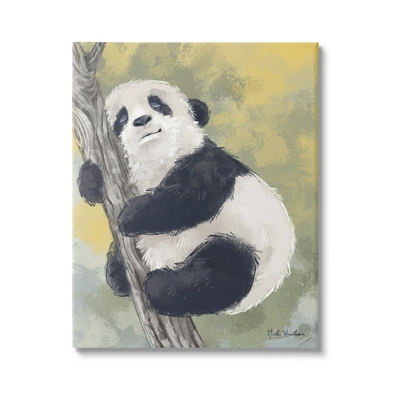 Stupell Industries Panda Cub on Branch Animals & Insects Painting Gallery Wrapped Canvas Print Wall Art, 16 x 20