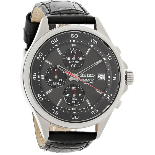 Seiko Men's Leather Chronograph Watch SKS495 