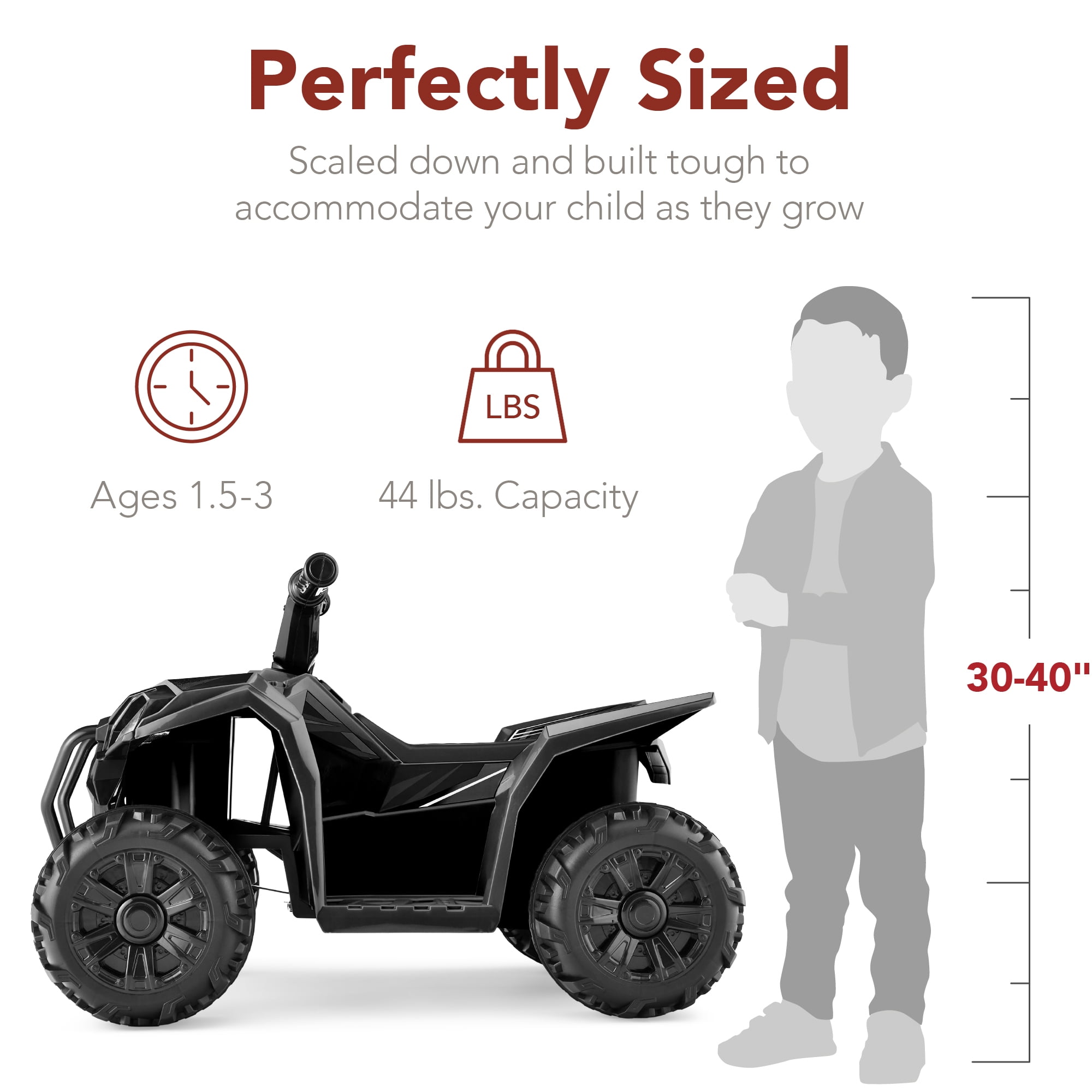 Best Choice Products 6V Kids Ride-On 4-Wheeler Quad ATV Car w/ 1.8mph Max Speed, Treaded Tires - Black