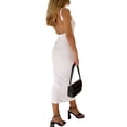 thumbnail image 4 of Huowey Ladies Dress Solid Color Spaghetti Strap Sleeveless Backless Casual Square Collar Slim Fit Bodycon Loose Sundresstight Long Dresses For Women,White,S, 4 of 7