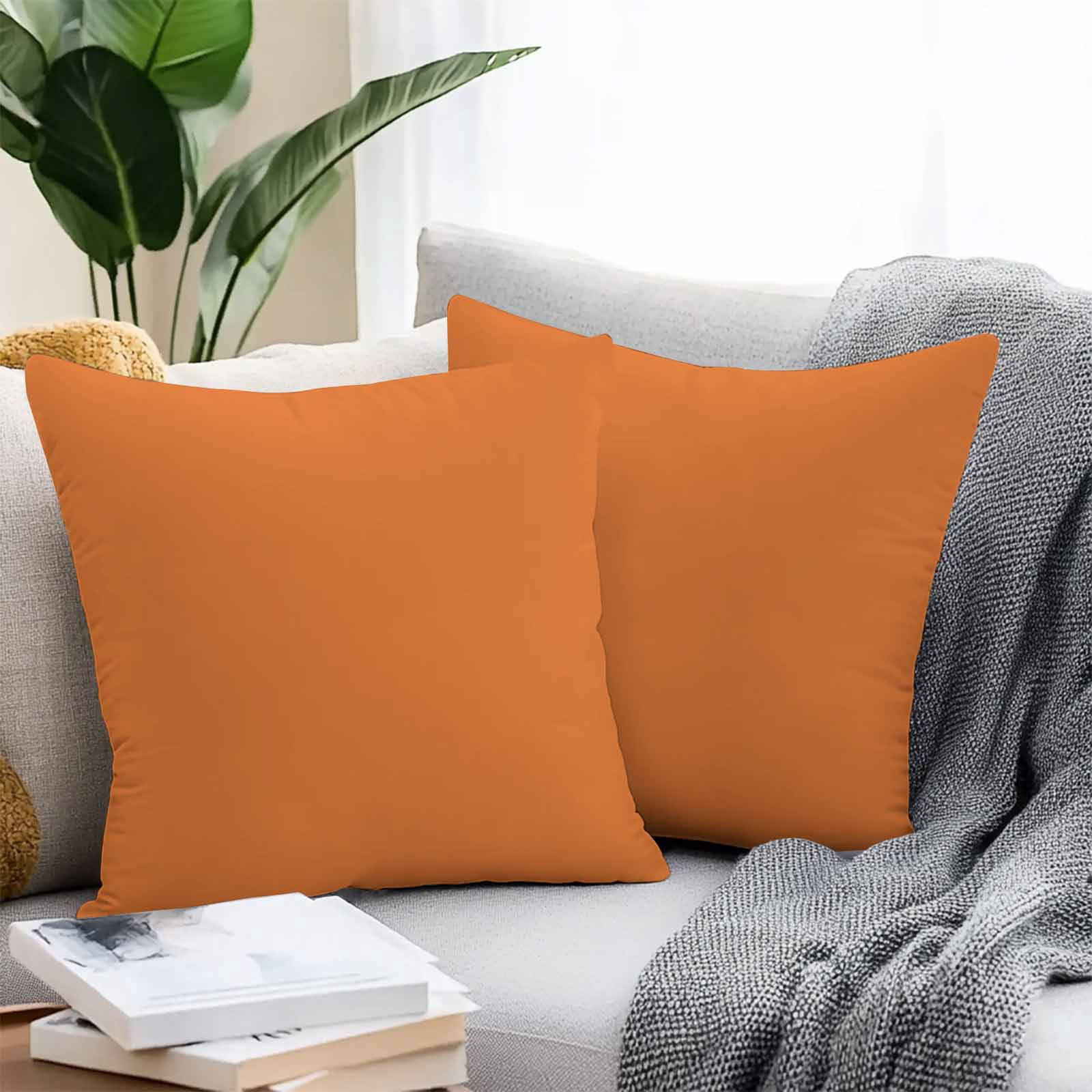 Boanket Outdoor Pillow Covers 26 x 26 Inches, Orange Waterproof Throw Pillow Cover Set of 2, Pure Orange Decorative Square Cushion Covers for Patio/Tent/Couch/Garden