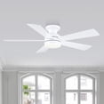 thumbnail image 3 of PHORUS 46" Modern Flush Mount Ceiling Fan with Light,Low-Profile Design, 5 Reversible Blades, Quiet Motor with 6 Speeds, 3-Tone LED Lighting, Indoor & Covered Outdoor,White, 3 of 7