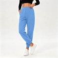 thumbnail image 3 of Joggers for Women Solid Color Elastic High Waist Casual Athletic Tapered Pants with Pockets Womens Sweatpants, 3 of 8