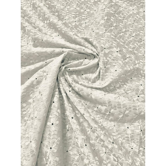 Sedona Designz 41” Eyelet Floral Embroidered Fabric – Soft Poly Cotton Broadcloth by The Yard, All-Over Floral Eyelet Design – 65% Polyester, 35% Cotton