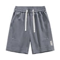 thumbnail image 2 of Knee Length Shorts for Men Summer Casual Elastic Waist Lightweight Breathable Straight Leg Loose Shorts with Pockets, 2 of 5