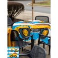 thumbnail image 5 of Outdoor Tablecloth with Umbrella Hole for Patio/Picnic/Party/Camping, Blue Striped Yellow Truck Waterproof Table Cloth Square Cover Washable, Farmhouse Stripes Modern Art (54"x 54"), 5 of 8