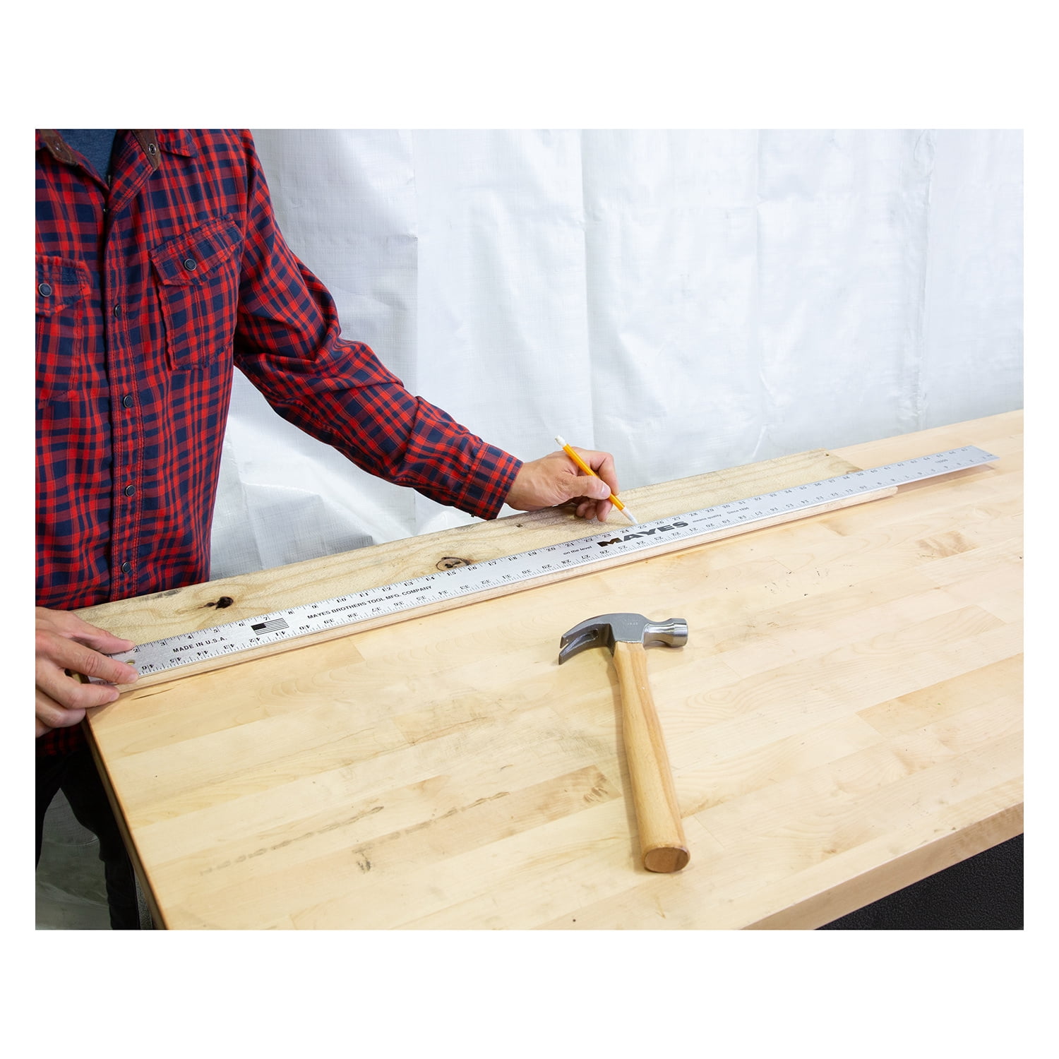 Mayes Metal Straight Edge Ruler, 48 in, Silver
