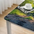 thumbnail image 4 of BANET  Spring Tablecloth, Path in Forest by The Lake Sunlight Reflecting on Fresh Leaves Tranquil Image, Dining Room Kitchen Rectangular Table Cover White, 4 of 7