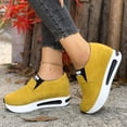 thumbnail image 3 of Suede Platform Loafers for Women Comfortable Wide Toe Box Slip On Orthopedic Walking Shoes Casual Non Slip Work Shoes Yellow Size 7, 3 of 8