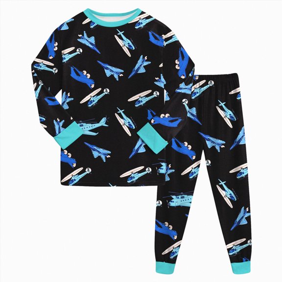 HCNTES Toddler Baby Boys Fall Winter Pajamas Outfits Set Long Sleeve Tops and Pants Dailywear Clothes Kids 2pcs Loungewear Outfits Set(A01-Black,8-9 Years)
