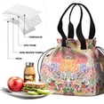 thumbnail image 4 of Pioneer Flower Drawstring Lunch Bag Women - Drawstring Lunch Bag Insulated for Work Office - Stain-Resistant Large Lunchbags for Women with Multi-Pockets, 4 of 6