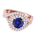 thumbnail image 2 of Mauli Jewels Rings for Women 1.10 Carat Splint Shank Interwined Design Diamond And Tanzanite Ring 4-prong 14k Rose Gold, 2 of 6
