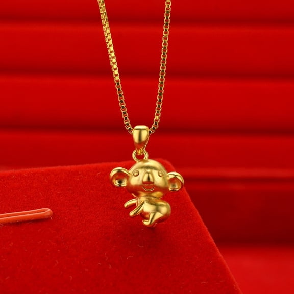 24K Gold-Plated Zodiac Rat Pendant for Men & Women - Non-Fading Necklace, Stylish Accessory for Everyday Wear