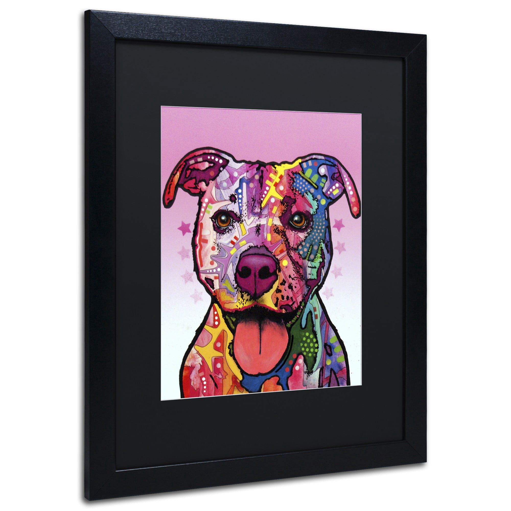 Trademark Fine Art "Cherish The Pitbull" Canvas Art by Dean Russo, Black Matte, Black Frame
