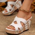 thumbnail image 6 of IUJSOY Womens Cork Wedge Sandals High Platform Open Toe Slippers Slip on Heels Casual Shoes, 6 of 9