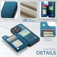 thumbnail image 4 of for iPhone 15 Pro Max Case with Card Holder, Wallet Case for Women Men with RFID Blocking, Durable Leather Kickstand Magnetic Clasp Shockproof Phone Case for iPhone 15 Pro Max, 4 of 8