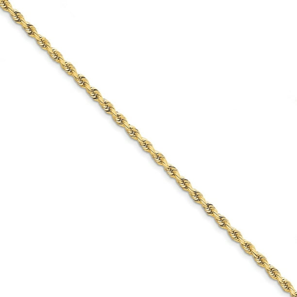 Solid 10k Yellow Gold 4mm Diamond-Cut Quadruple Rope Chain Bracelet 7