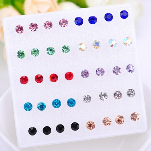 Soumake 20 Pairs Women Ear Studs Set Shiny Cubic Zirconia Exquisite Concise Shining Multi-Color Decorative Stainless No Harm Zirconia Women Earrings Set for Daily Wear