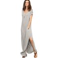 thumbnail image 3 of Women's V Neck Side Pockets Split Hem Beach Long Maxi Dress, 3 of 6