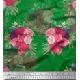 thumbnail image 1 of Soimoi Green Cotton Duck Fabric Leaves & Austin Rose Floral Print Fabric by the Yard 42 Inch Wide, 1 of 3