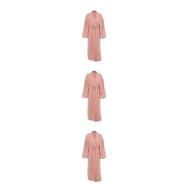 Sonducket Mujeres Verano Estilo Casual Ropa de Dormir Niñas Simple Manga Larga Transpirable Dormir Hotel Pijama Marrón L Type1 NO1