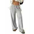 thumbnail image 2 of Women'S Wide Leg Sweatpants Drawstring Baggy Trousers High Waisted Loose Casual Jogger Pants Light Gray M, 2 of 9