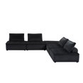 thumbnail image 2 of Miekor Furniture Aveline 120"W Black Velvet 5 Pc Sectional Sofa No.4723, 2 of 8