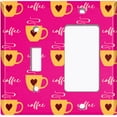thumbnail image 2 of Metal Light Switch Wall Plate Outlet Cover (Coffee Espresso Mocha Cup Heart Pattern Pink - Single Toggle Single Rocker), 2 of 2