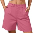 thumbnail image 3 of Sentmoon Summer Shorts for Women High Waist Bermuda Shorts for Women Stretchy Solid Color Regular Fit Shorts for Women Soft and Comfortable for Gym and Workout Beach Essentials XS-L4, 3 of 7