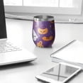 thumbnail image 3 of 12oz Stemless Wine Tumblers Halloween Pumpkin Ghost Pattern Vacuum Insulated Stainless Steel Travel Tumbler Cups Mug with Lid and Straw for Champaign,Cocktail,Beer with Cleaning Brush, 3 of 5