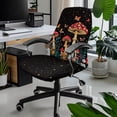 thumbnail image 2 of SCRAWLGOD Anti-Dust Seat Covers for Office Chairs All-in-One Stretchy Computer Desk Chair Seat Covers Easy to Install High Back Chair Slipcover, Mushroom Butterfly Floral Spots Black, S, 2 of 7