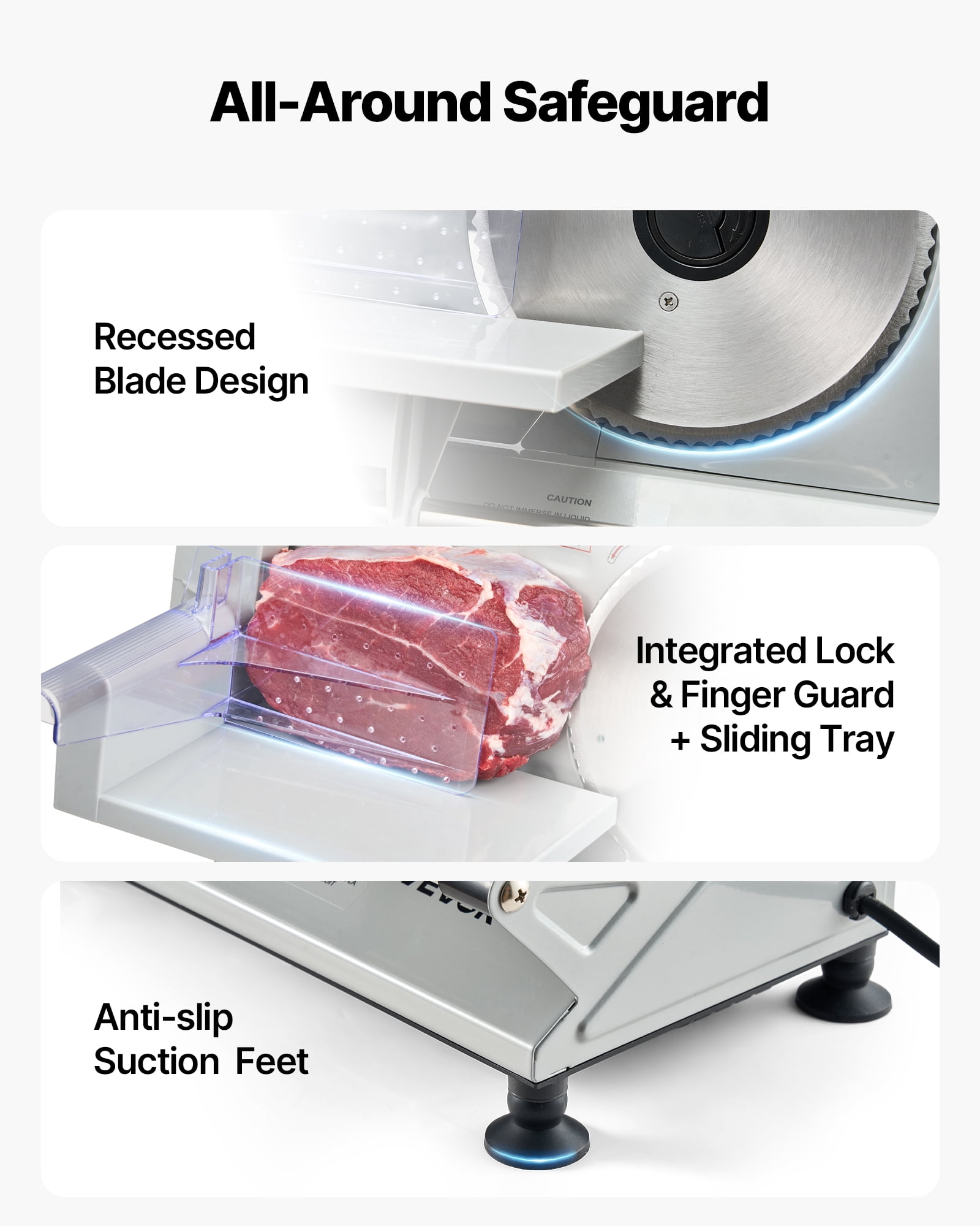 VEVOR Meat Slicer, 6.7 inch 150W Electric Deli Slicer Machine with two SUS420 Blades,  0-0.6 inch Adjustable Thickness, ETL Certified Home Food-Slicer for Meat, Ham, Baguett, Steak, ETL Approved