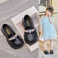 thumbnail image 4 of Little Girls Patent Leather Slip-On Penny Loafer Rhinestones Flats Black White School Uniform Dress Shoes for Girls (30,Black), 4 of 5