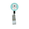 thumbnail image 1 of Damier Bleu Blanc Bouledogue Anglais Badge Rétractable, 1 of 1